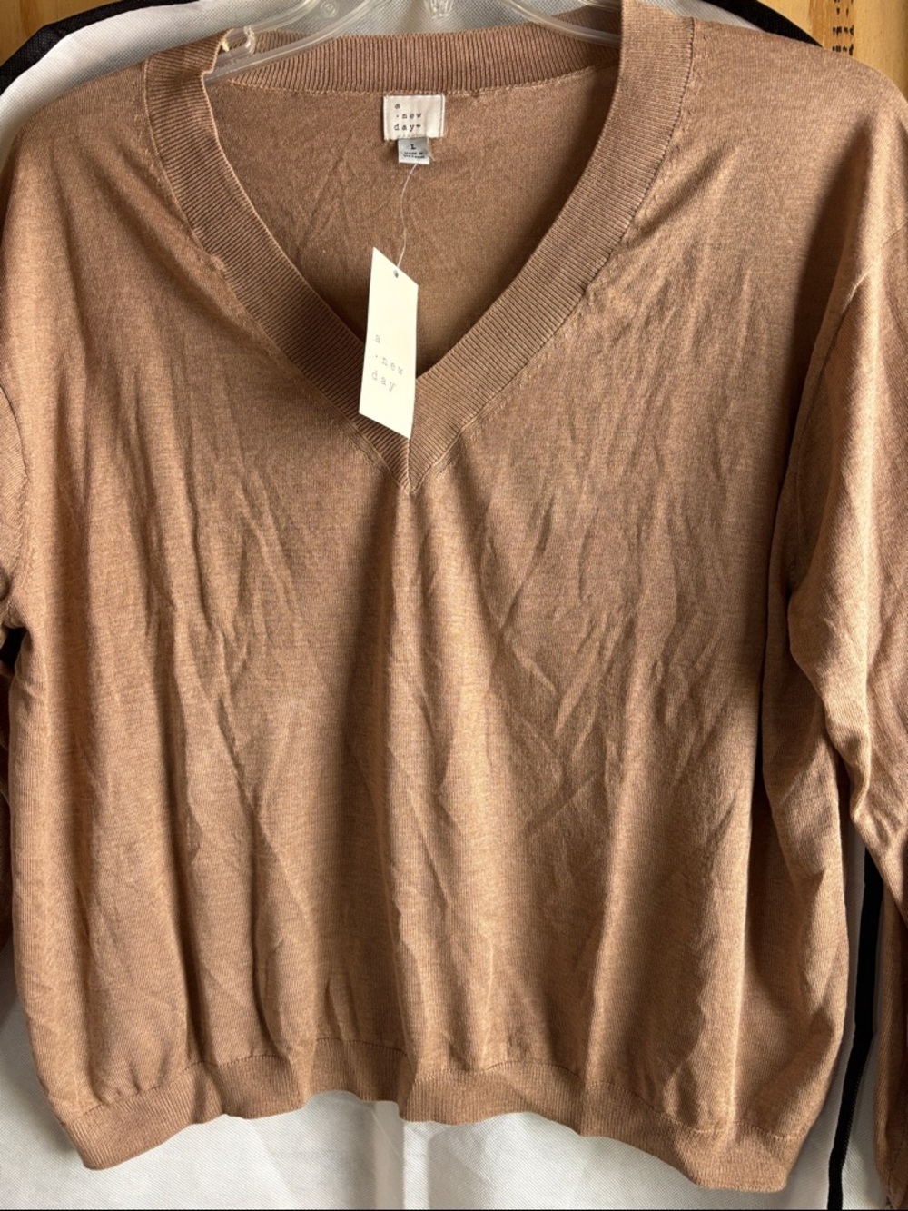 a new day Women's Light Brown V-Neck Tunic Sweater